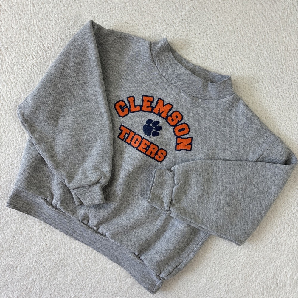 VINTAGE CLEMSON TIGERS Childrens Sweatshirt XL (6-7) Gray‎ Youth Boys Girls LS